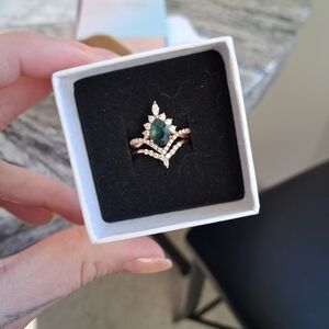 Moss Agate Ring Set